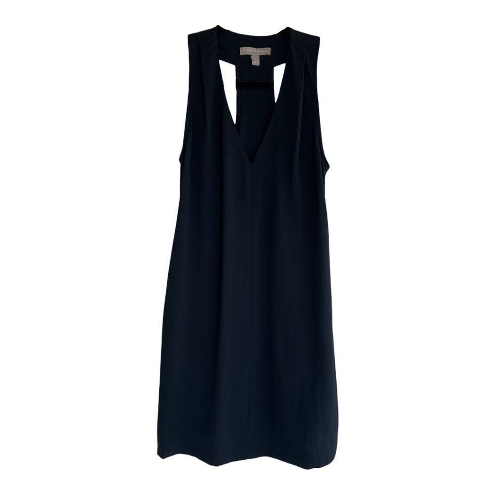 BANANA REPUBLIC ladies sleeveless halter pocket LBD T back v-neck size 0 / SMALL